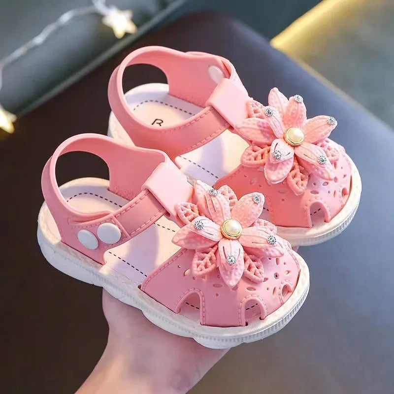Baby Girl Bow Sandals Cute Non Slip PVC Summer Beach Shoes