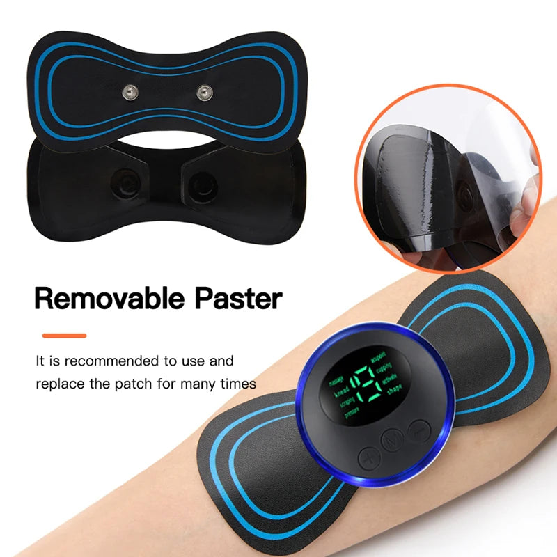 Smart Electric Neck Massager EMS Muscle Stimulator Portable Pain Relief Patch Shoulder Back Massage Device USB Rechargeable