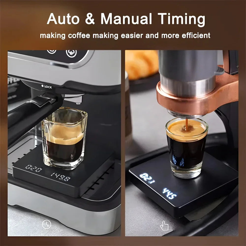 Digital Coffee Scale with Timer USB Rechargeable LED Display Silicone Pad