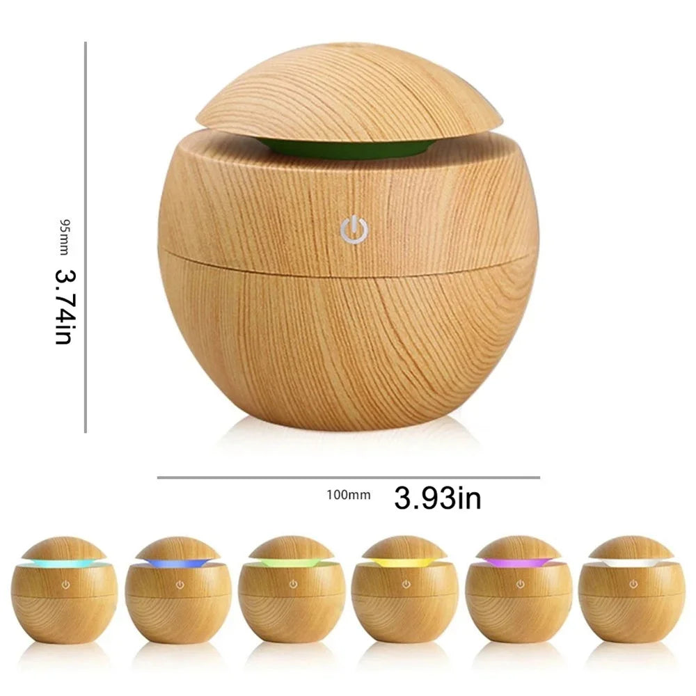 Wood Ultrasonic Air Humidifier Essential Oil Diffuser Cool Mist for Bedroom