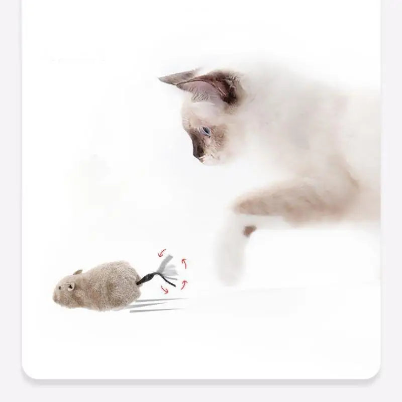 Interactive Plush Mouse Toy for Cats and Dogs Lifelike Moving Pet Toy