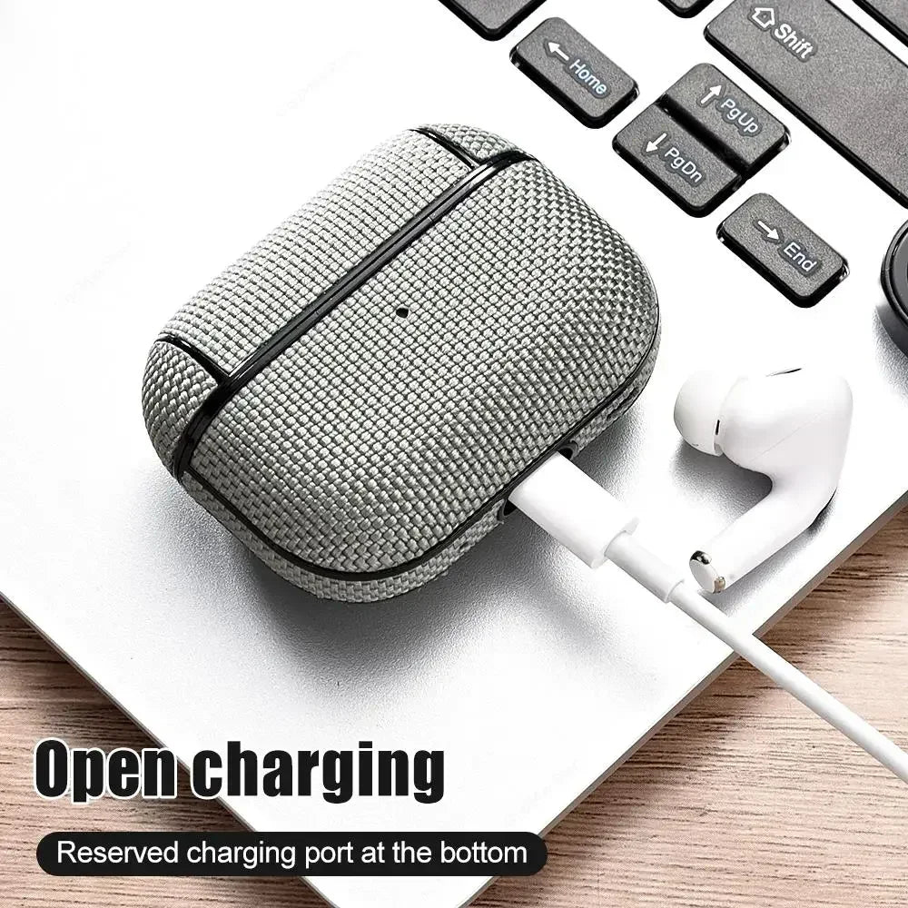 Shockproof Fabric AirPods Case Cover with Carabiner for AirPods 4 3 Pro 2 Protective Wireless Charging Earbuds Case