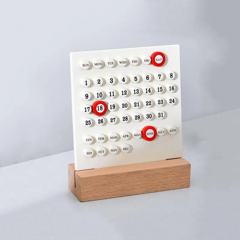 Acrylic Wooden Base DIY Perpetual Calendar Desktop Office Home Decoration Ornament