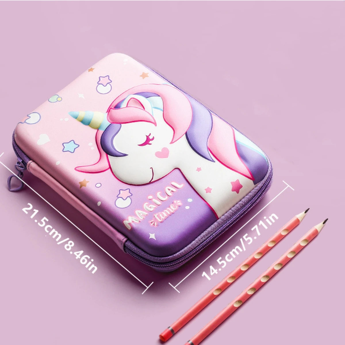 3D Unicorn Pencil Case EVA Hard Shell Large Capacity Cute Cartoon Pencil Box Organizer for Girls School Supplies