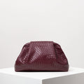 Vintage Woven Clutch Bag for Women Large Capacity Burgundy Purse