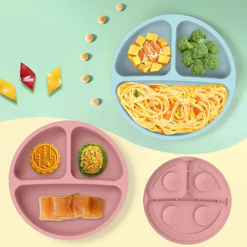 Silicone Baby Feeding Set Suction Plate Bowl Straw Cup