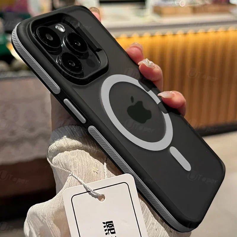 Bicolor Matte Frosted Magnetic Shockproof iPhone Case