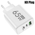 65W 3 Ports GaN USB PD Fast Charging Type C Adapter Quick Charger
