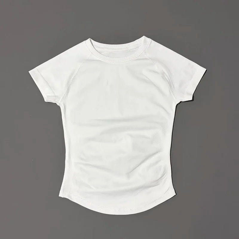 Women Seamless Sports Top Short Sleeve Yoga Gym Running Slim Fit Active Tee
