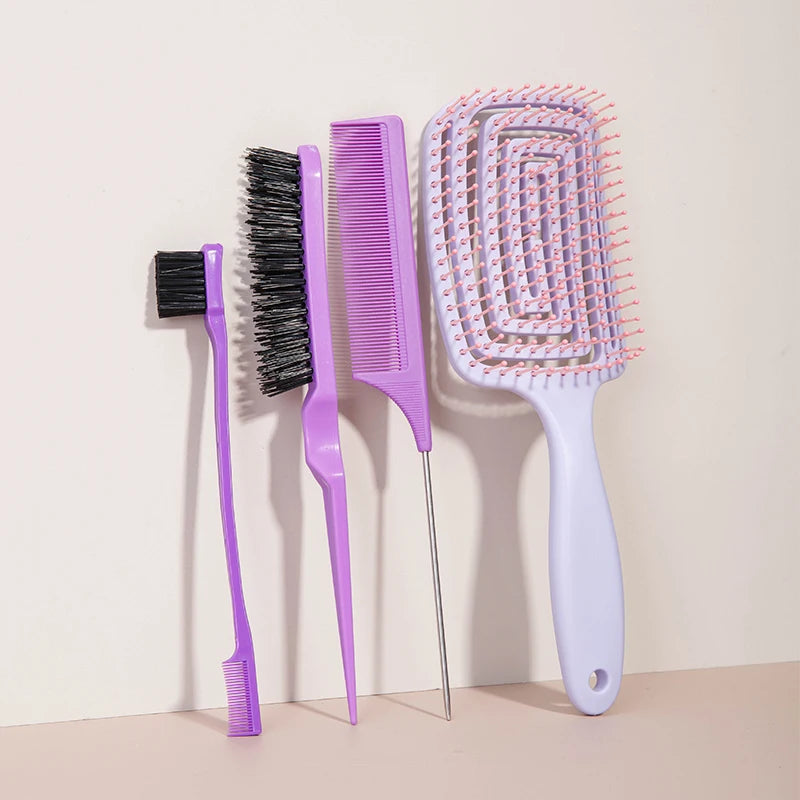 5 Piece Hair Comb Set Scalp Massage Styling Brush Salon Tools