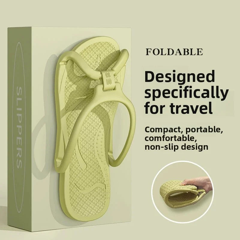 Foldable Travel Slippers Portable Flip Flops Compact Lightweight Non Slip Indoor Outdoor Sandals