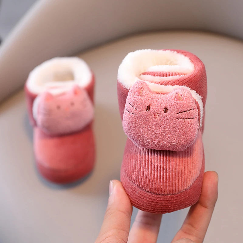 Baby Boys Girls Cute Cartoon Winter Booties Warm Non Slip First Walker Shoes