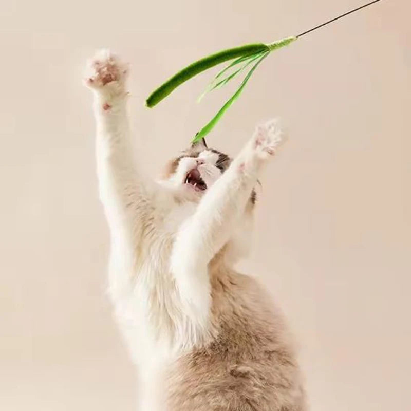 Flexible Wire Feather Cat Teaser Wand Toy