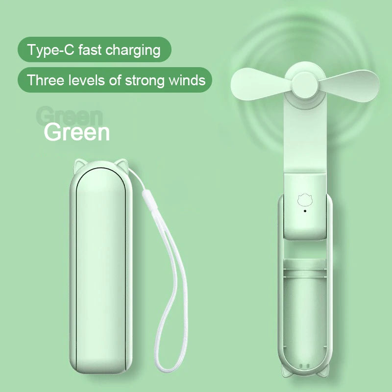 Rechargeable Mini Hand Fan – Foldable USB Portable Fan for Travel and Daily Use