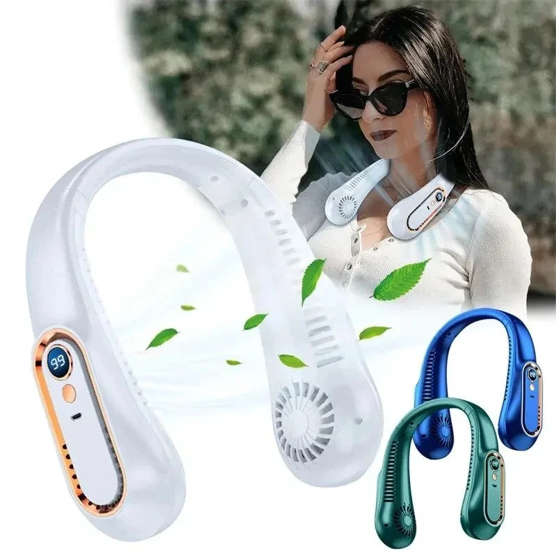 Hands-Free Neck Fan – Rechargeable Portable Personal Fan with Digital Screen