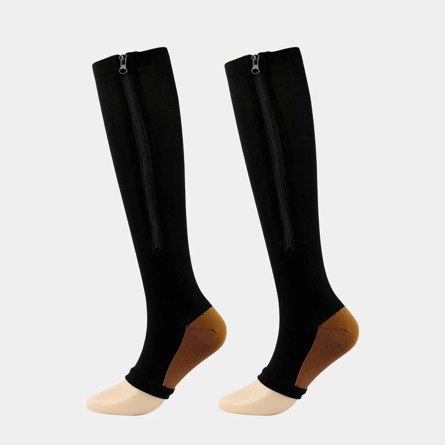Zipper Compression Socks 15–20 mmHg Open Toe Medical Support Socks Men Women Circulation Relief