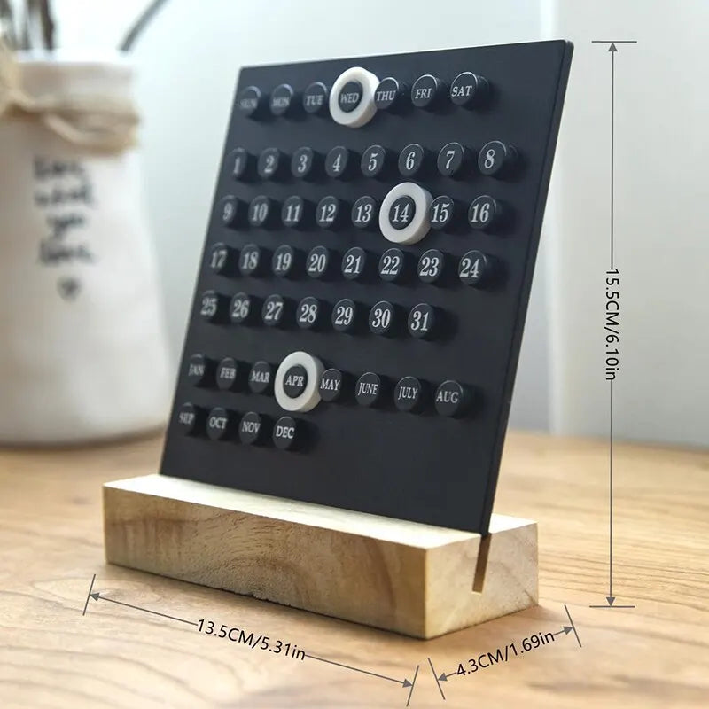 Acrylic Wooden Base DIY Perpetual Calendar Desktop Office Home Decoration Ornament