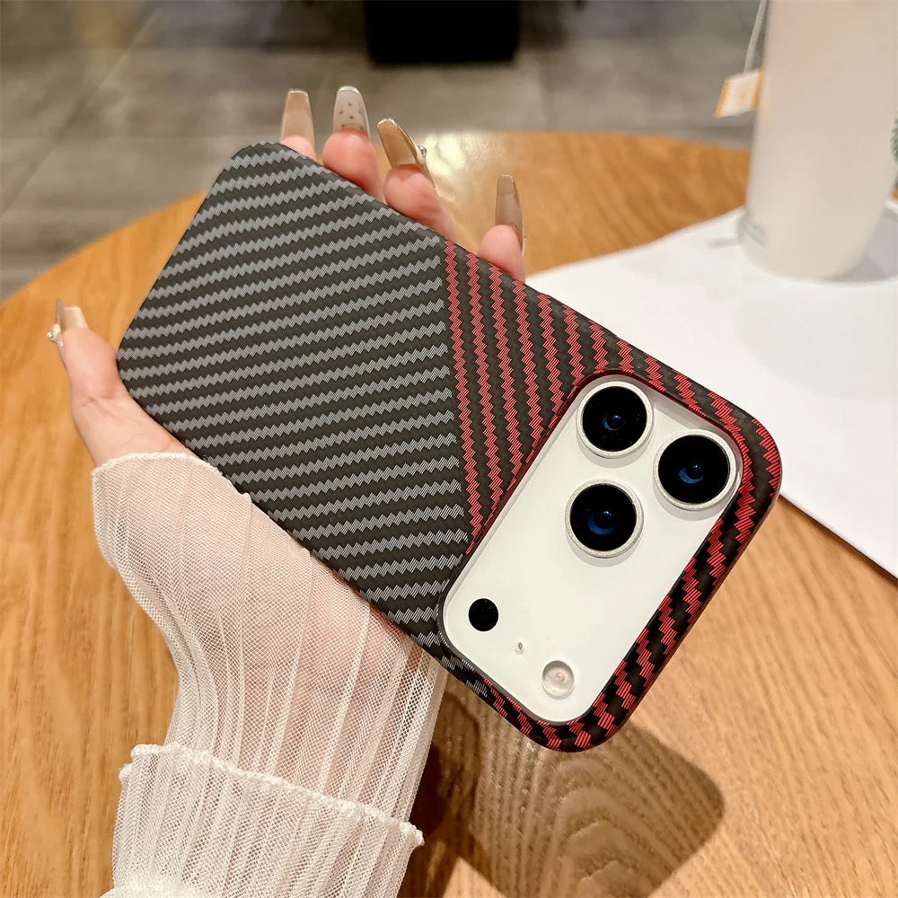 Colorful Carbon Fibre Magnetic Wireless Charge iPhone Case