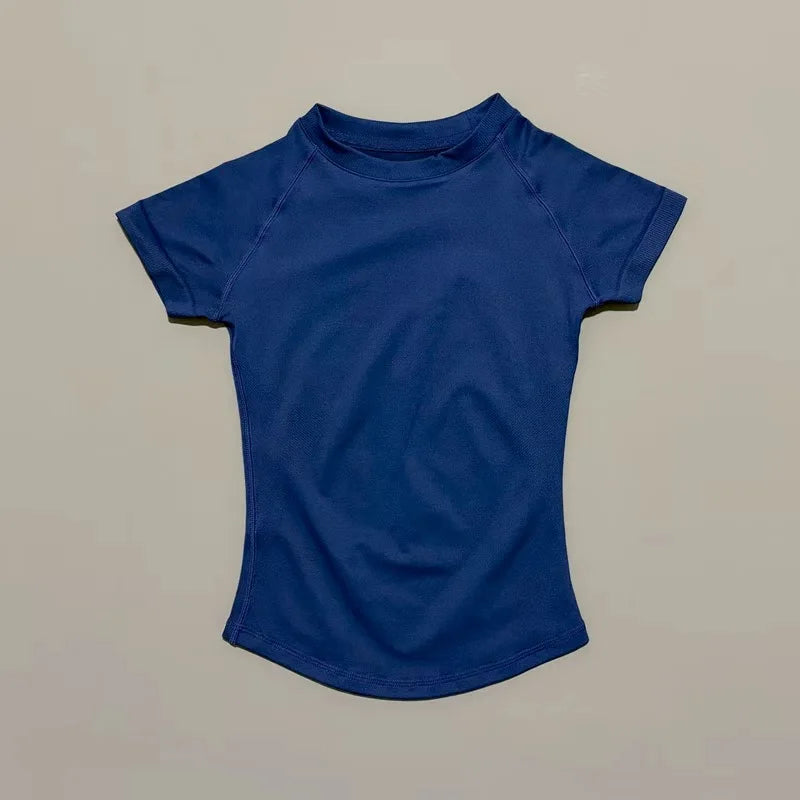 Women Seamless Sports Top Short Sleeve Yoga Gym Running Slim Fit Active Tee