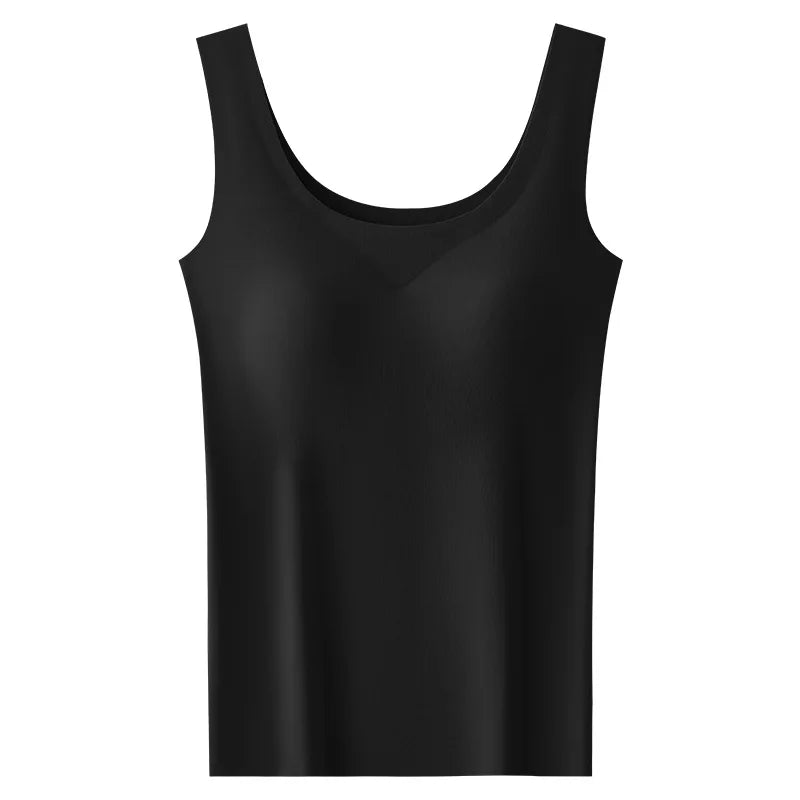 Women’s Ice Silk Seamless Tank Top with Built In Bra M to 2XL