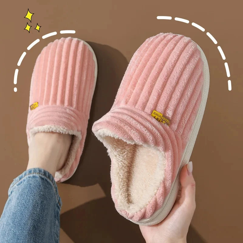 Cozy Plush Slippers Warm Fleece Lined Indoor House Shoes Soft Comfortable Winter Slippers for Men Women
