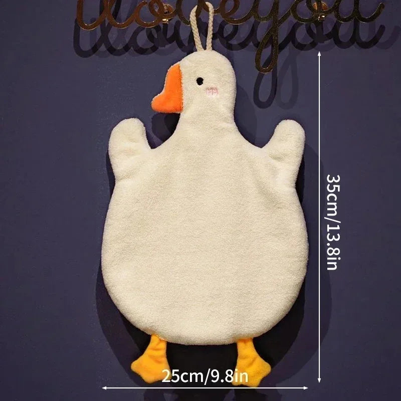 Cute Duck Hanging Hand Towel Microfiber Soft Absorbent Kitchen Bathroom Towel