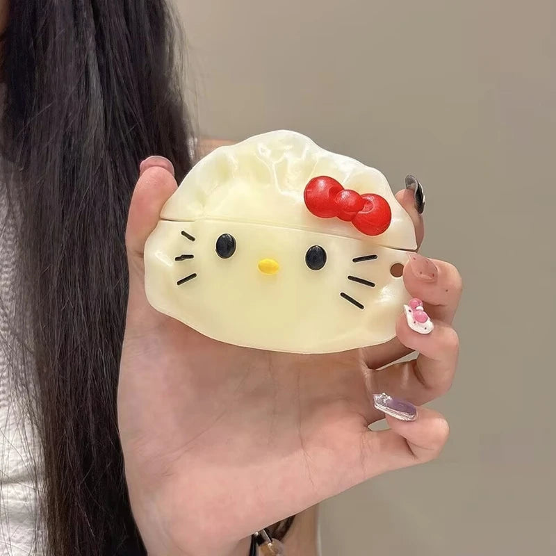 3D Cat Dumpling AirPods Case with Hook for AirPods Pro 1 2 3 4