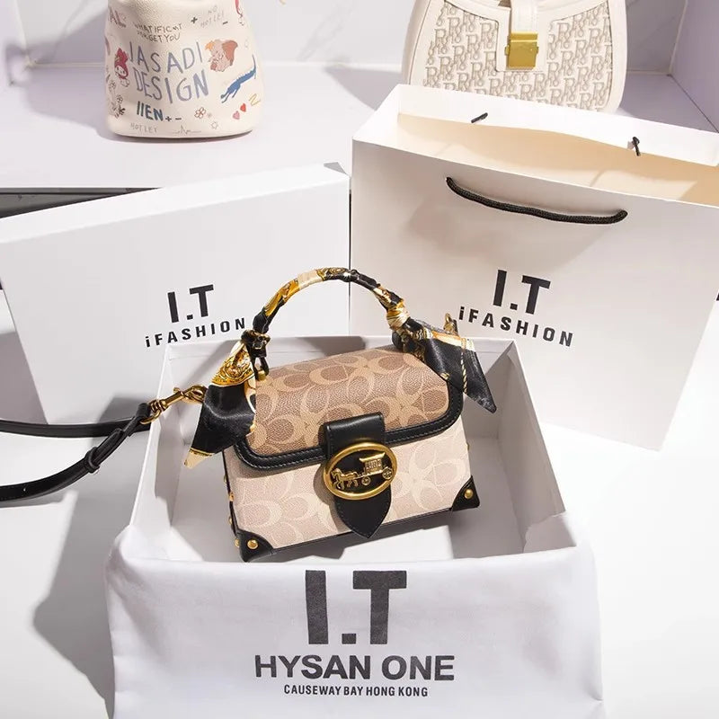 Women Minimalist Contrast Crossbody Box Bag