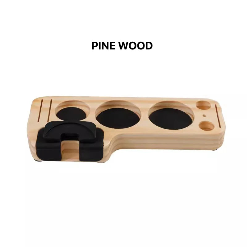 Espresso Tamper Mat Station Walnut Wood Portafilter Holder 51 54 58mm