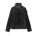 Women Black Faux Leather Jacket Long Sleeve Motorcycle Style Fall Fashion Coat