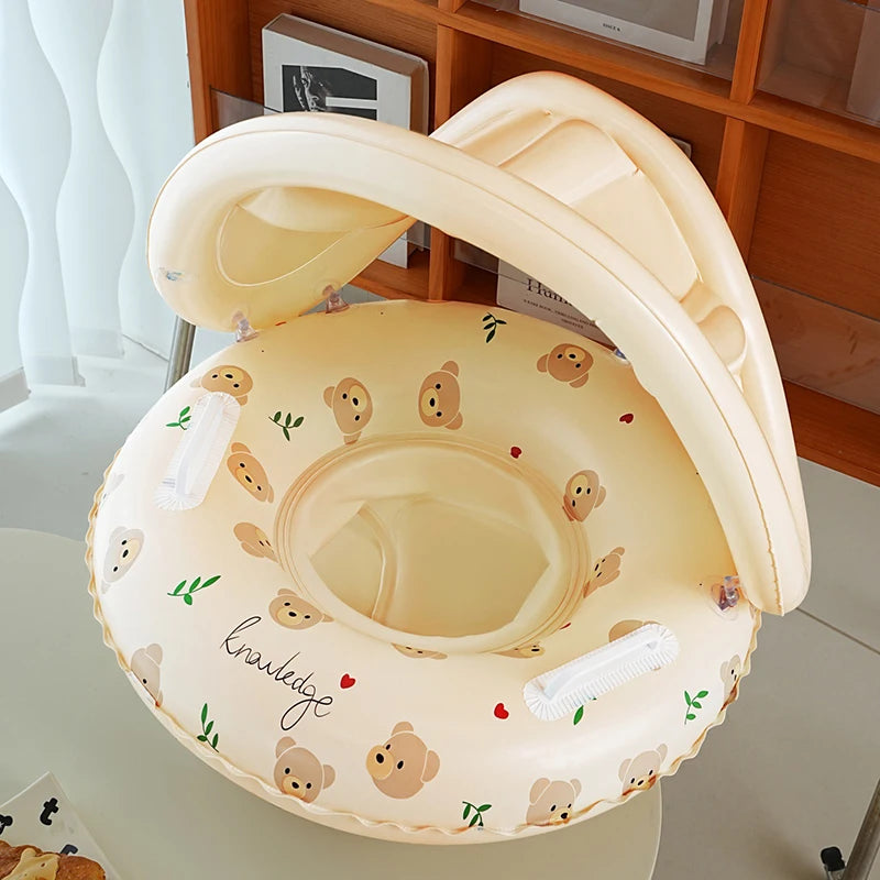 Baby Pool Float Ring with Sunshade Inflatable Swimming Float for 3–36 Months