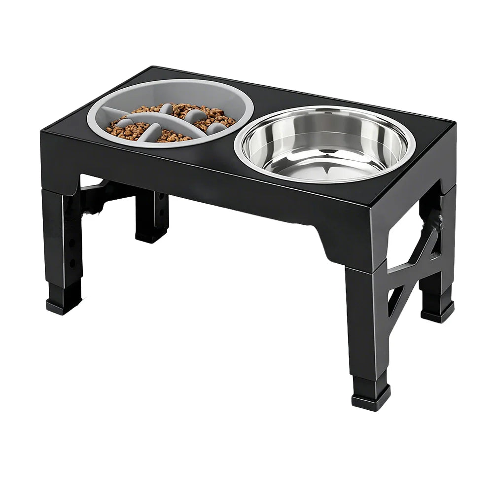 Elevated Dog Bowl Stand Double Stainless Steel Feeder Food Water Station