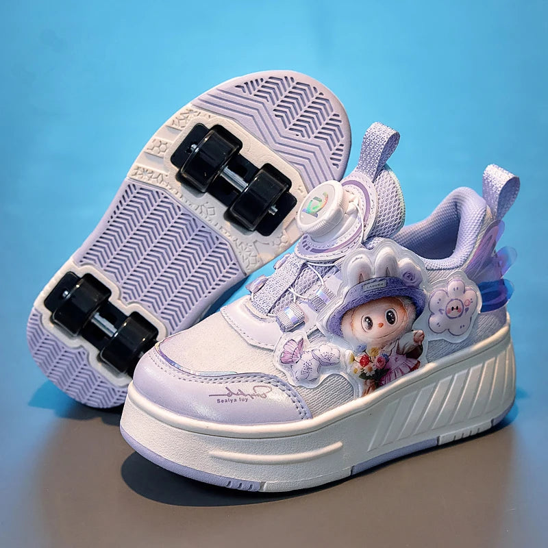 Girls Roller Skating Shoes Four Wheel Outdoor Sports Sneakers