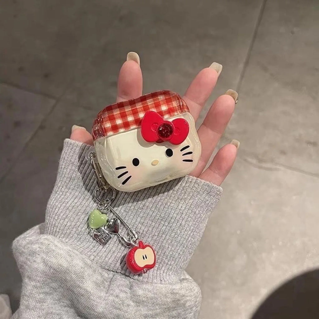 AirPods 1/2/3/4/Pro/Pro 2 Hello Kitty Cartoon Case Cute Protective Cover with Keychain