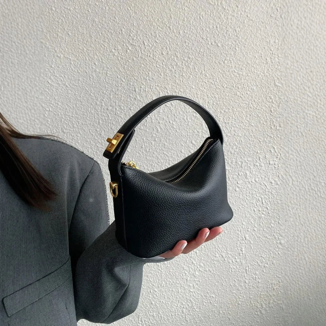 Retro Small Square Crossbody Bag Soft Leather Handbag