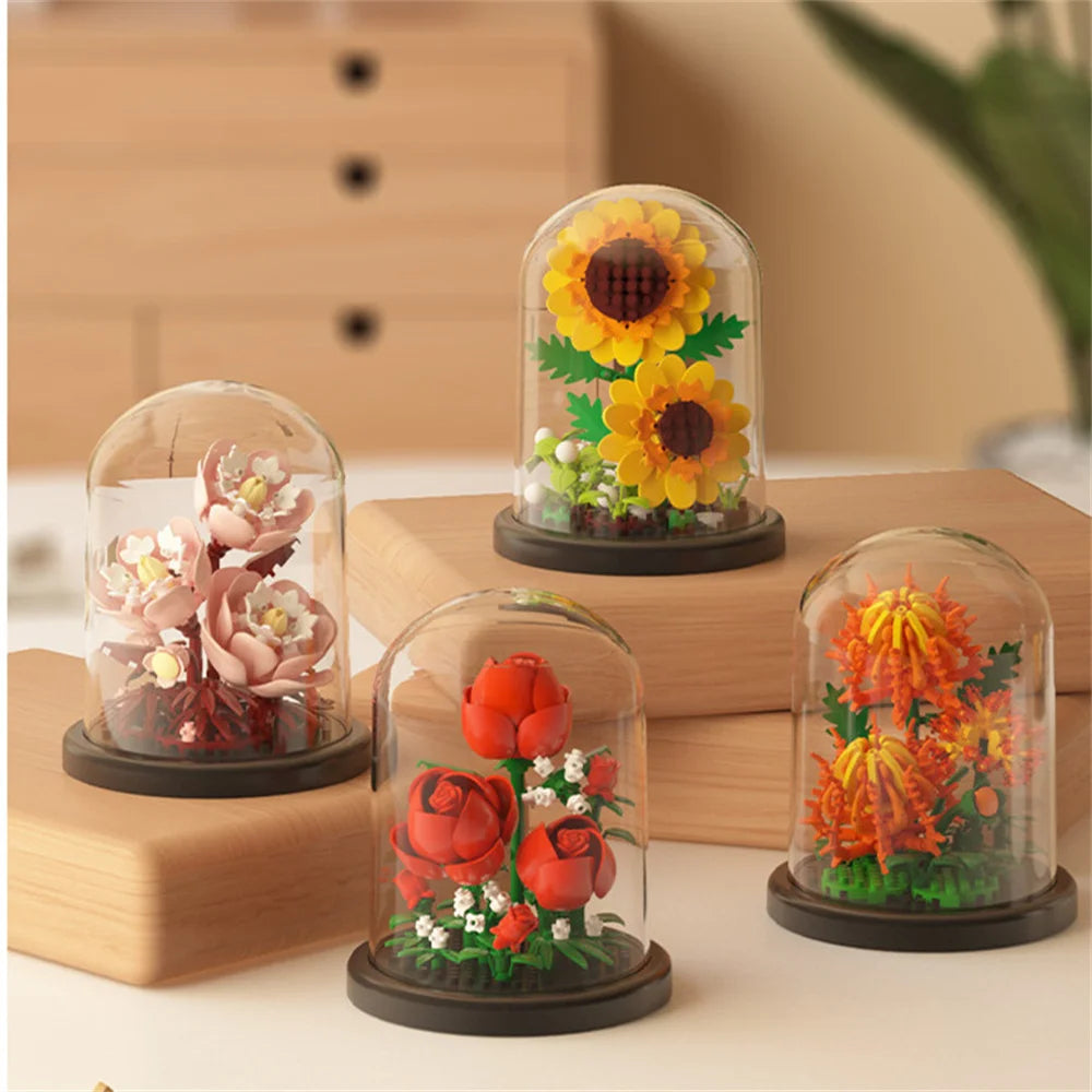 Eternal Flower Bouquet Building Blocks Bonsai Potted Plant DIY Model Toy Gift
