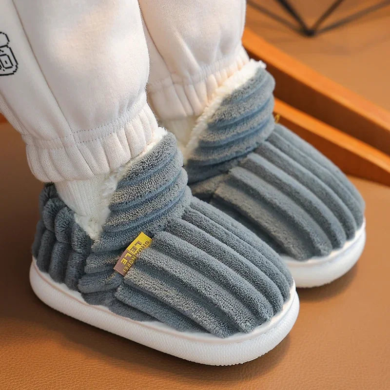 Kids Winter Plush Slippers Non-Slip Soft Sole Warm Indoor Shoes for Boys Girls Cozy Cotton House Shoes