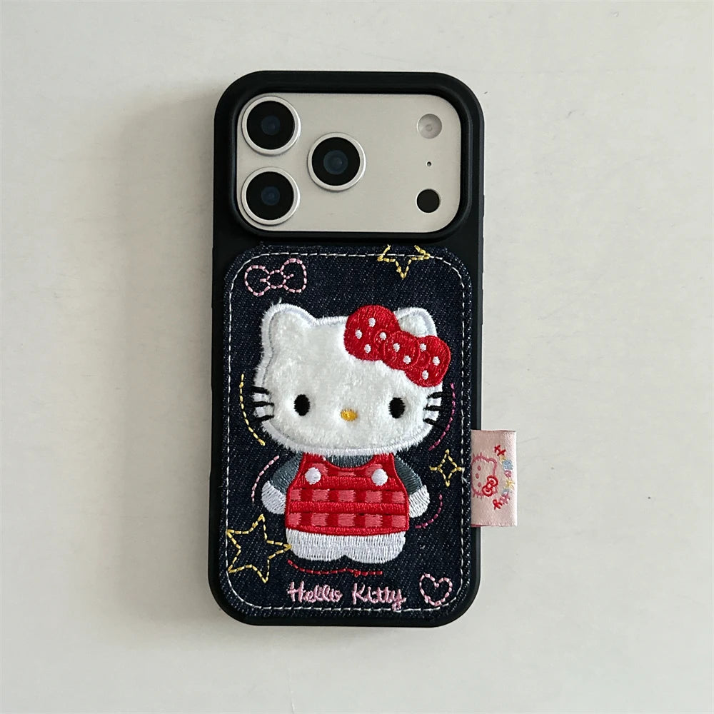 Leather Cartoon Hello Kitty Love Heart Stars iPhone Case