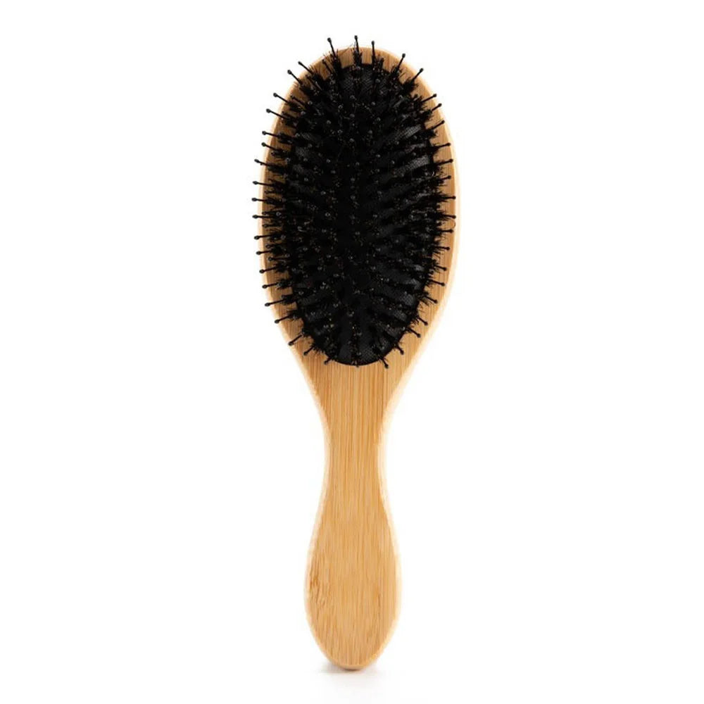 Bamboo Boar Bristle Hair Brush Air Cushion Scalp Detangling Comb