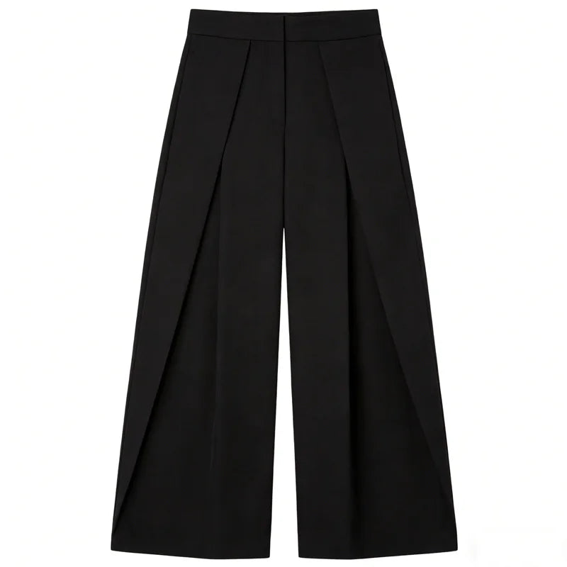 Women Striped Pleated Wide Leg Pants High Waist Baggy Harem Trousers Casual Oversize