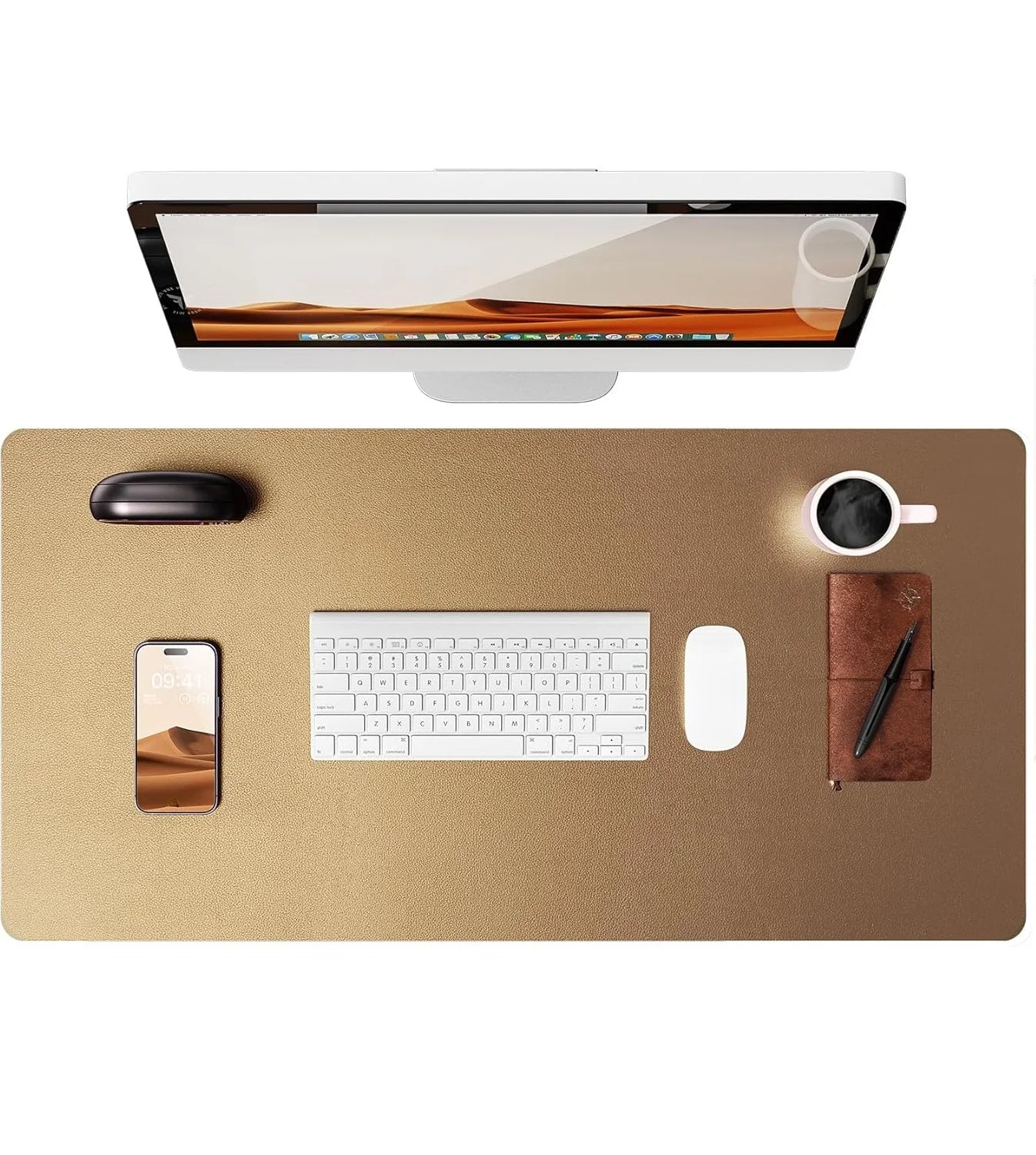 Large PU Leather Desk Mat Mouse Pad Non Slip Office Laptop Desk Protector