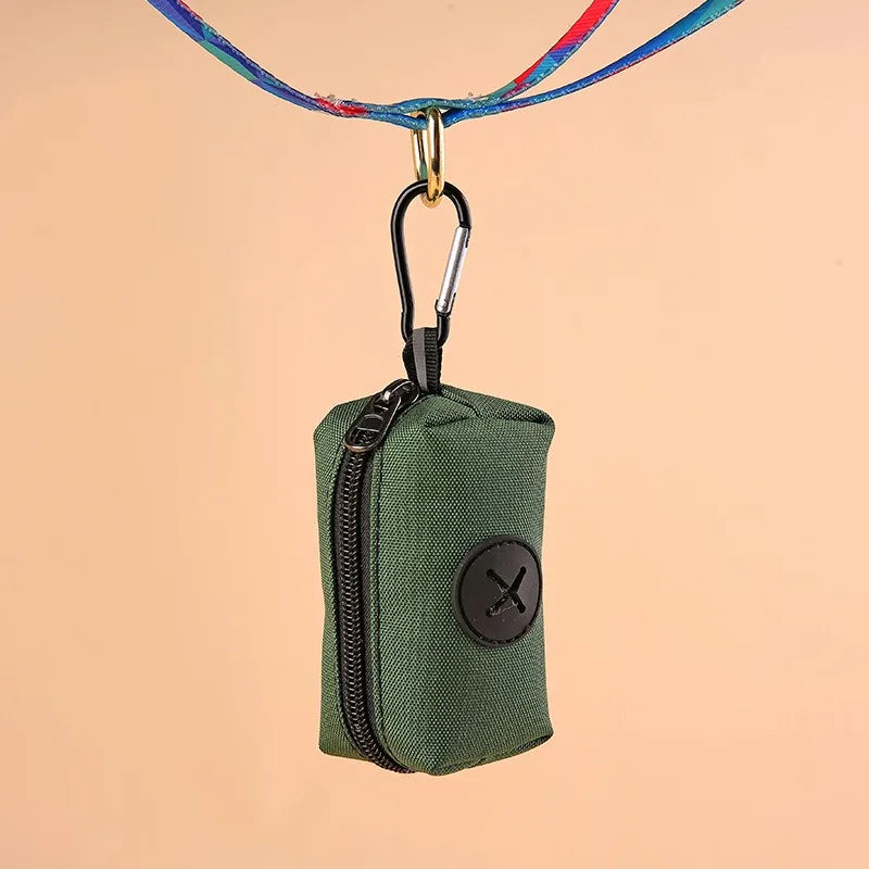Canvas Dog Poop Bag Holder with Carabiner Clip Outdoor Waste Bag Dispenser