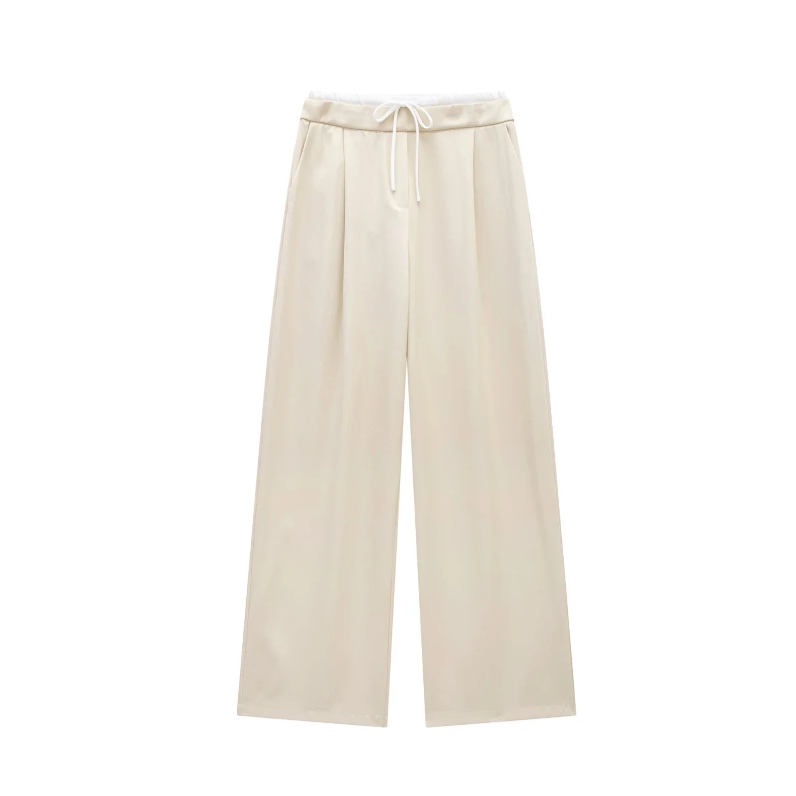 Women Pleated Baggy Pants Lace Up High Waist Casual Office Trousers