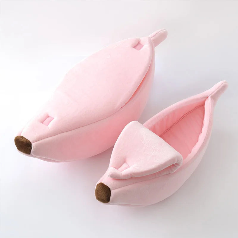 Banana Cat Bed Cozy Warm Pet House Soft Cushion for Cats and Small Dogs