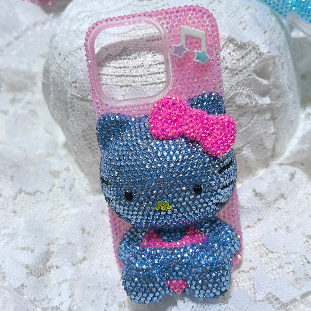 Christmas Hello Kitty Rhinestone Crystal Chain Transparent iPhone Case