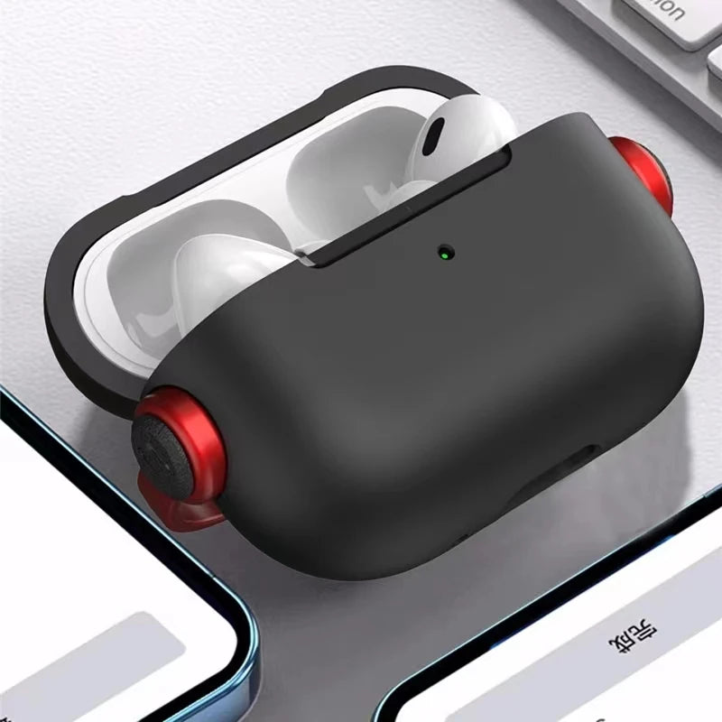 AirPods 1/2/3/4/Pro/Pro 2 Case Shockproof Protective Cover with Lock & Keychain Holder