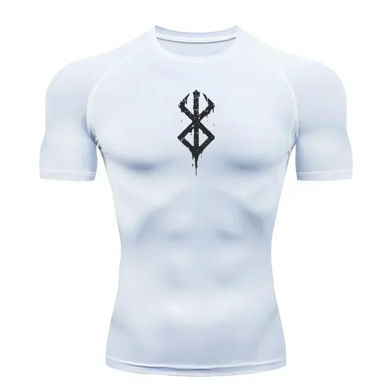 Men Compression Rash Guard Short Sleeve Quick Dry Gym Workout Athletic T Shirt