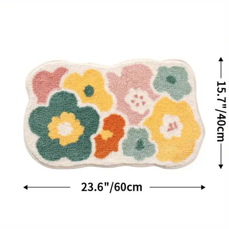 40x60cm Cute Flower Bathroom Rug Soft Absorbent Non Slip Bath Mat Machine Washable