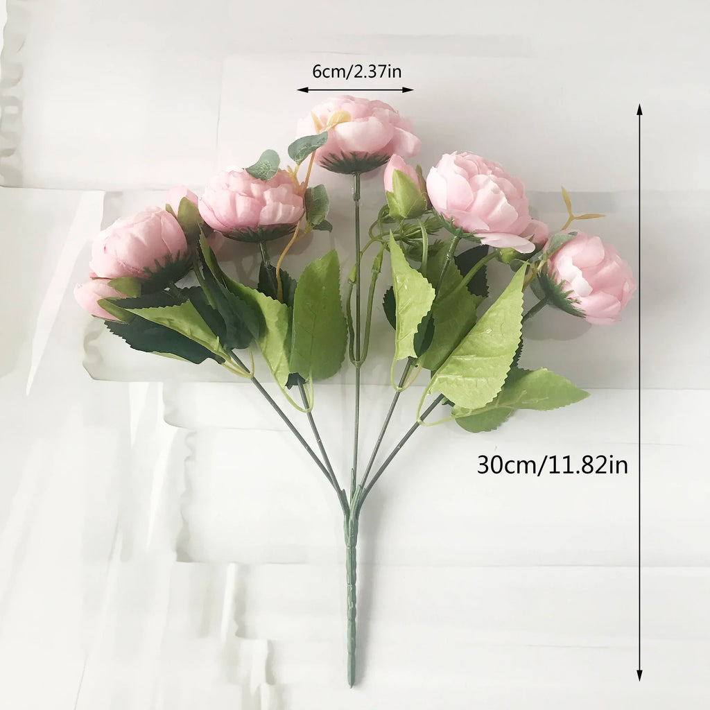 30cm Pink Peony Artificial Flower Bouquet Silk Fake Flowers Home Wedding Decor