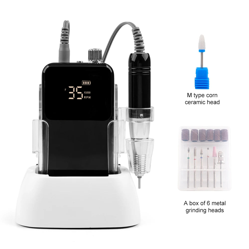 Rechargeable Nail Drill 35000RPM Cordless Manicure Pedicure Machine